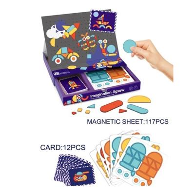 China Toy New Design Educational Portable 12 Pcs 3D Magnetic Geometric Puzzle For Children In Color Box Package for sale