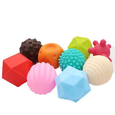 China Soft Squeeze Sensory Baby Toys Vinyl Soft Squeeze Sensory Multi-Shape Textured Ball Set Toys For Baby Aged 0-24 Months And for sale