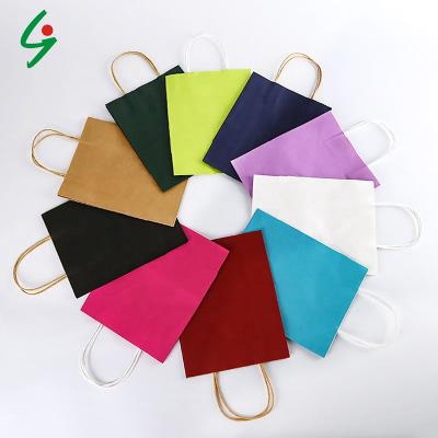 China Wholesale Recyclable Custom Printed With Your Own Logo Colorful Craft Paper Bag With Handle for sale