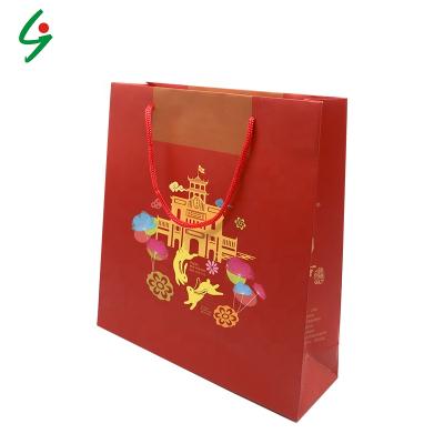 China LiJia Recyclable Wholesale Paper Bags With Your Own Logo Food Take Away Red Packaging Paper Suitcase With Handle for sale