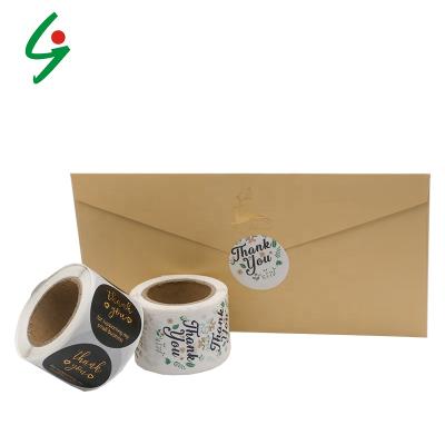 China Waterproof Custom Printing Floral Adhesive Roll Vinyl Waterproof Thank You Gift Label Sticker Cards Wraps Seal for sale