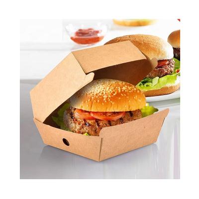 China Recyclable Custom Wholesale Kraft Paper Fast Food Hamburger Box for sale