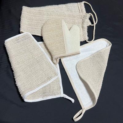 China Long Handle Rewashable Sisal Fiber Cotton Wash ECO Face Towel and Body Sisal Wash Exfoliating and Rubbing Cleansing Cloth for sale