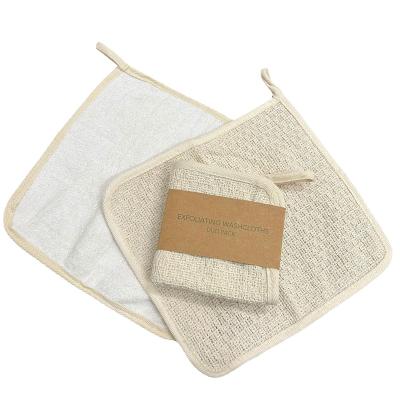 China EXFOLIATING Face And Body Wash Towel Double-textured Soft Scrub Weave Bath Cloth Exfoliating Sisal Bath Cloth for sale