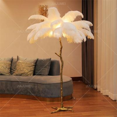 China G9 Modern Decorative Light Modern Floor Lights Bedroom Living Room Standing Light Ostrich Feather Floor Lamp for sale