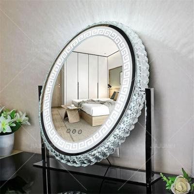 China Wholesale Luxury Luxury Illuminated Crystal Led Light Illuminated Vanity Style Makeup Mirror With Lights for sale