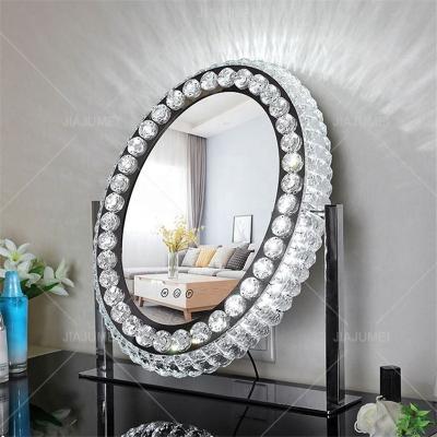 China Ladies Side Led Lighted Custom Wedding Makeup Mirror Crystal Makeup Mirror Pocket Single for sale