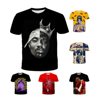 China New Arrival Anti Shrink 2pac T Shirt 3d Print Streetwear Hitter Hip Hop T Shirt Men Women Sport Casual Tees Full Tupac Male Tshirt Clothing for sale