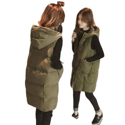 China Autumn And Winter Korean Version Women's Jackets Cotton Sleeveless Coat Long Pocket Hooded Vest Waistcoat for sale