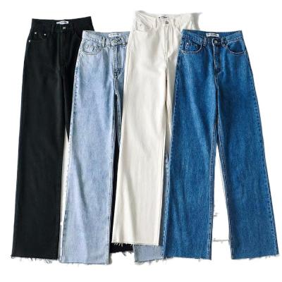 China Breathable Most Popular High Waist Vintage-Edge Wide-Leg Women Pants Summer Loose Straight-Leg Jeans for sale