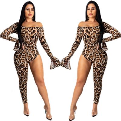 China Good Quality Breathable Fashion Durable Women's Long Sleeves Leopard Print Show Stain Leg Overalls for sale