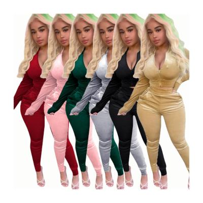 China QUICK DRY Fitness Women's Sets Velvet Two Piece Sets Winter Autumn Clothes Tracksuit Teams Sweatsuit 2020 for sale