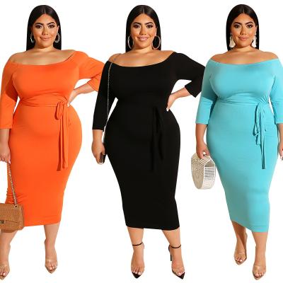 China Viable Plus Size Office Lady Dress Soild Color Clothing 2021 New Arrivals 5XL Even Formal Dresses for sale