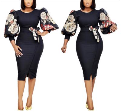 China 2021 Africa Office Anti-Static Women Plus Size Print Quilting Black Ol Pencil Swap Dress for sale