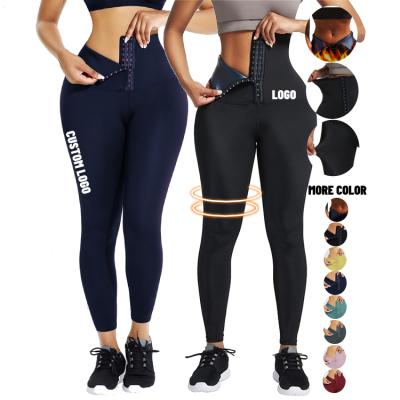 China Antibacterial Fitness Lose Weight Tummy Control Corset Neoprene Sauna Sportswear Women Gaiters Workout Pants With Waist Trainer for sale