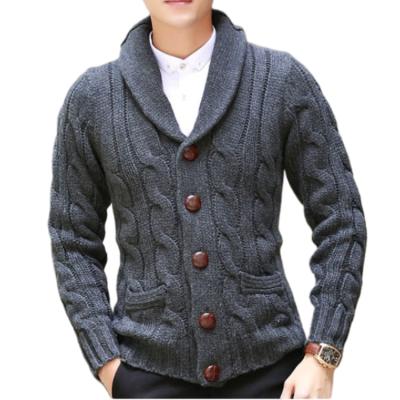 China Anti-wrinkle 2021 Autumn Winter Clothes Single Breasted Solid Color Men's Shawl Collar Cardigan Sweater Coat Cardigans 2021 for sale