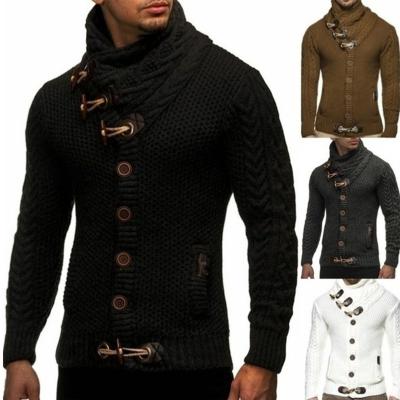 China 2021 Anti-wrinkle hot sale autumn cardigans sweater man turtle neck knitted cardigan solid color cardigan sweater coat for sale