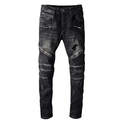 China 2021 Excellent Quality Slim Fit Fashion Two Tone Denim Jeans For Men Breathable Skinny Fit Biker Mens Jeans for sale