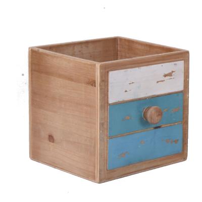 China Modern OEM Customize Antique Wooden Drawer Shape Box Without Lid Wooden Garden Flower Pots Planters Flower Pot for sale