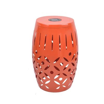 China Modern OEM Customize Manufacturers Orange Solar Light Home Exterior Lace Cut Modern Side Table With Tile Top for sale