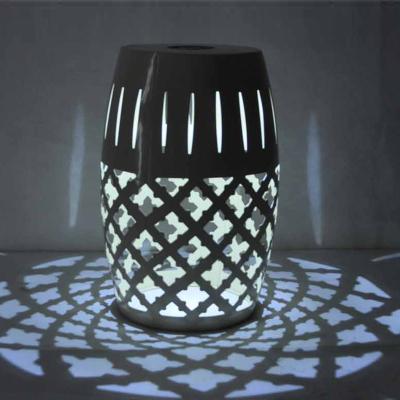 China Modern OEM Customize Manufacturers White Solar Light Home Exterior Lace Cut Modern Side Table With Tile Top for sale