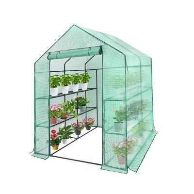 China Easily Assembled OEM Customize Portable Greenhouse Mini Walk In 3 Tier 12 Shelves Small Green Racks Shelving House For Grass And Flower for sale