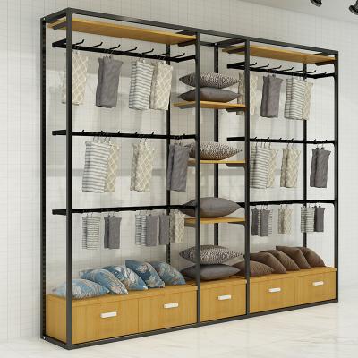 China Single-Sided Home Textile Display Rack Clothing Store Display Rack Black Floor Display Cabinet Home Decoration Display Iron for sale