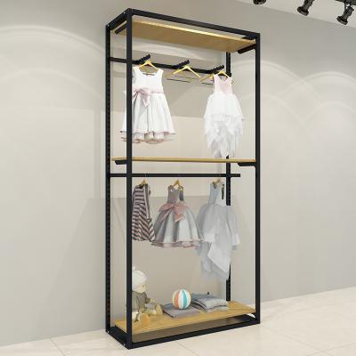 China Black And White Single-Sided Children's Clothing Store Shelves Clothing Store Display Rack Iron Frame Showcase for sale