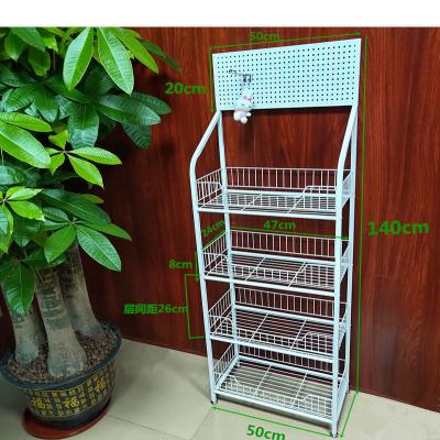 China Single Sided White Wire Shelving Supermarket Shelves Display Racks Retail Display Metal blackGrid Mesh Bag for sale