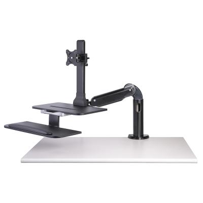 China High Quality Black Monitor Mount Single Arm with Keyboard Tray, Computer Workstation Fits 32