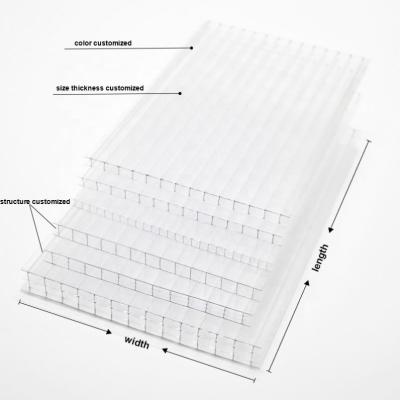 China 4mm 6mm 8mm Modern UV 10mm Hollow Polycarbonate Sheets Polycarbonate Roofing Sheet for sale