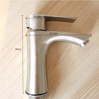 China Hot Selling Faucets Metered Bathroom Sink Faucet Deck Mounted Chrome Single Handle Cold Water Wash Hand Zinc Body Square Single Basin Faucet for sale