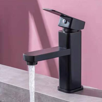 China Hot Selling Metered Faucets Polished To Chrome Black Brass Water Faucet Hot And Cold Water Basin Mixer Basin Faucet for sale