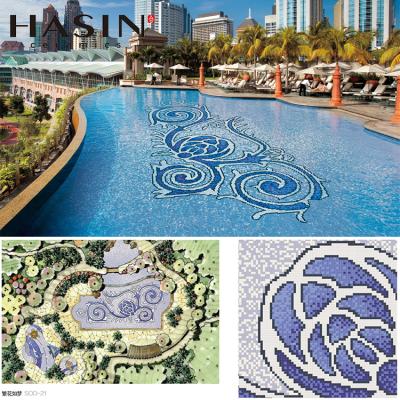 China Outdoor Multicolor Parquet Hasin Mosaic Design For Swimming Pool Mosaic for sale