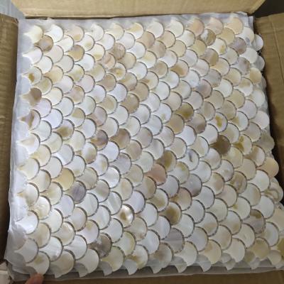 China Floor Fan Shape Fish Scale Pearl Shell Mosaic Round Shape Mosaic Hexagon Shape Slabs for sale