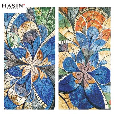 China Floor Hasin Bedroom Flower Pattern Glass Mosaic Slab Decorative Wall Mosaic Mural (Flower Pattern) for sale