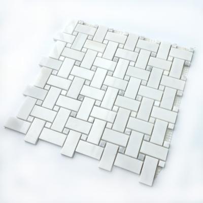 China White Carrara Herringbone Marble Brick Slab Mosaic Flooring Bathroom Slab for sale