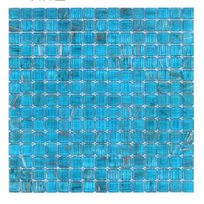 China Blue Glass Line Mosaic Slabs Ice Jade Parquet European Classic Retro Style Gold Mosaics for sale