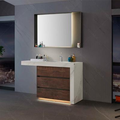 China Modern luxury solid bathroom cabinet woid bathroom vanity bathroom furniture Poland for sale