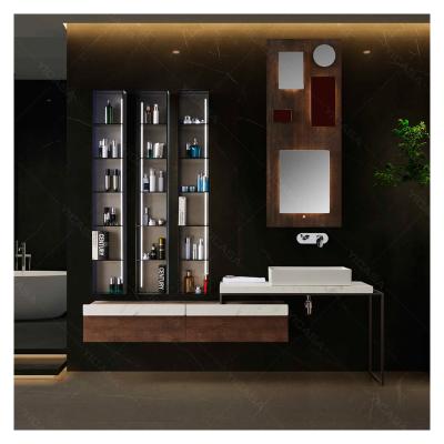 China Modern Bathroom Furniture Wooden Mirror Cabinets Basin Bathroom Vanity for sale