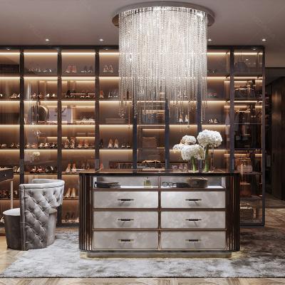 China 2021 Latest New Design Luxury Adjustable Modern Bedroom Walk (Height) In Closets With Glass Doors Closet Organiz for sale