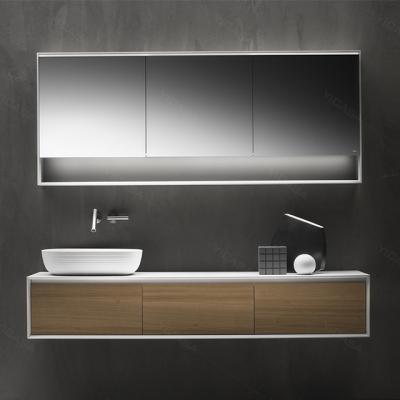 China Modern Wall Bathroom Mirror Cabinet With Light Luxury Cabinet With Sink Bathroom Manufacturer for sale