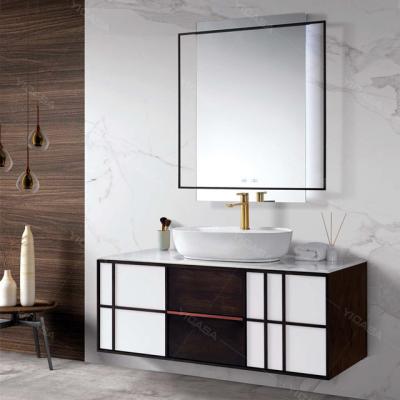 China 2019 Latest New Design Simple Modern Bathroom Vanity Set Unit Sink Cabinet Luxury Bathroom With Led Mirror for sale