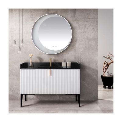 China 2019 Modern New Design Hotel Bathroom Vanity Set With Double Sink And Led Mirror for sale