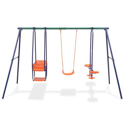 China 2021 NEW EUROPEAN Design Garden Swing With 5 Seats Kids Metal Swing Sets Customizable Outdoor Play Equipment Playsets for sale