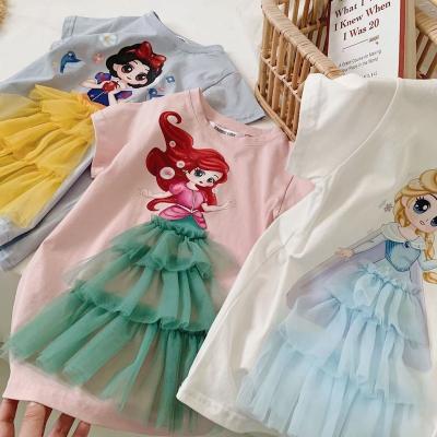 China Girls Summer Breathable T-shirt Children's Princess Dress Short Long Sleeve Dress For Girls for sale