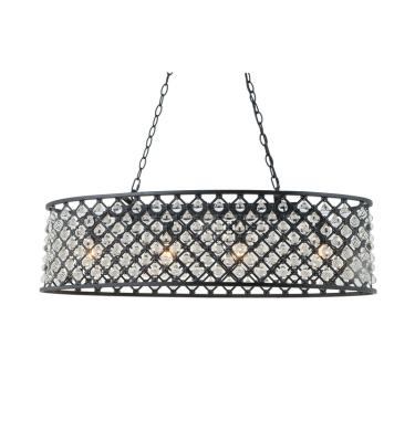 China Modern Decorative Indoor Charm Lamp Beaded Drum Shade Chrome Metal 4-Light Crystal Chandelier Ceiling Lighting for Home Decorative for sale