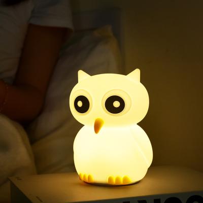 China New-designed custom made Owl Lamp For Children Baby Multicolor Bedside Night Lamp Silicone Child Night Light for sale