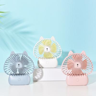 China Rabbit Shape Cat Shape USB Portable Mini Fan Rechargeable Cute Hand Fan Kids With Light for sale