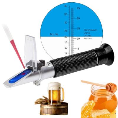 China 0-40% Brix Alcohol 0-25% Wine Sugar Refractometer OEM/ODM Dual Scale Portable With ATC for sale